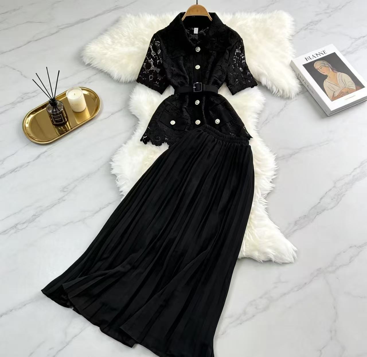 Elegant Waist Cinching Strapless Two Piece Set With Skirt Women's Clothing_ecoleips.com