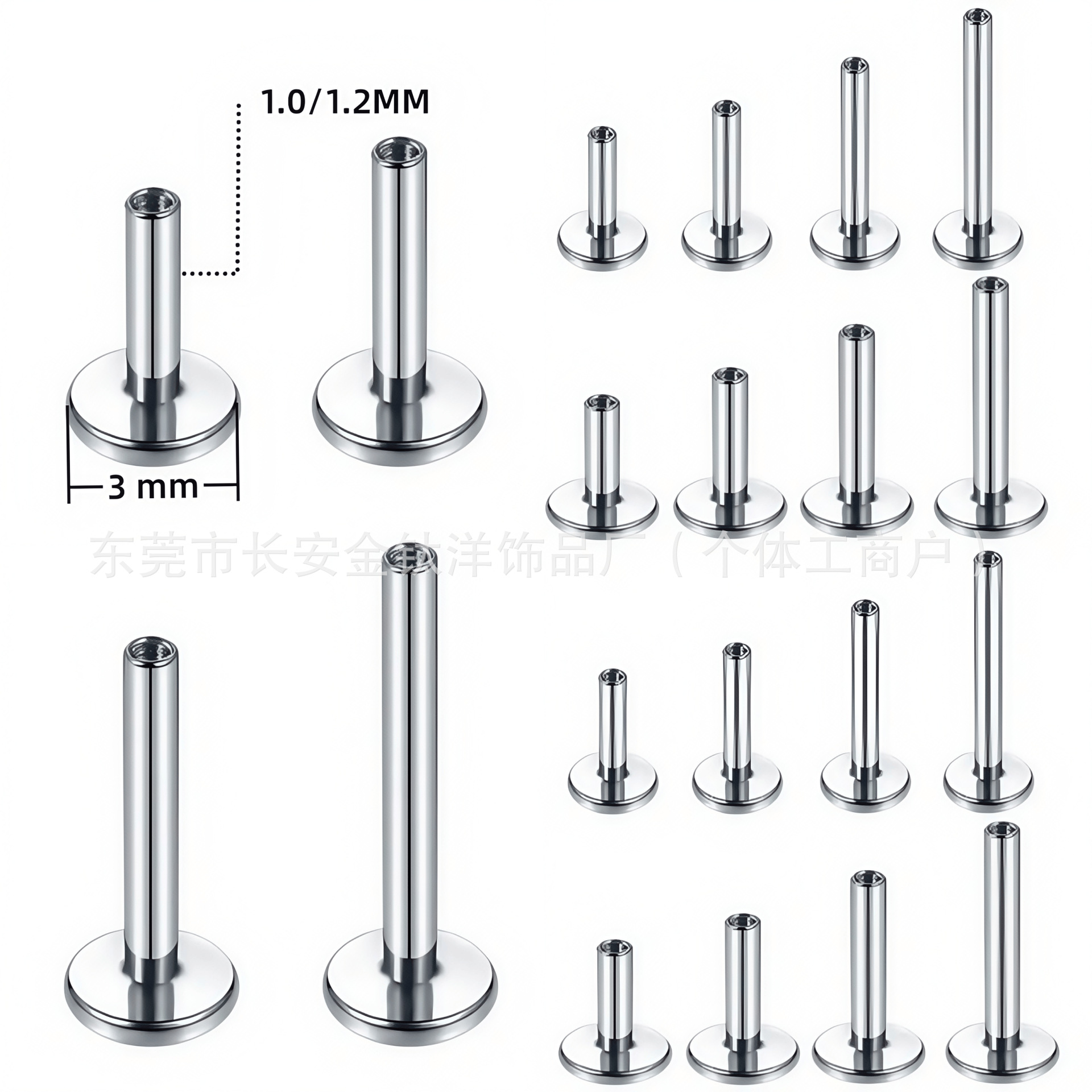 Pointed titanium steel lip stud product view