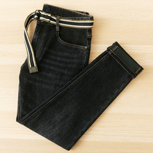 海牌撤柜五袋牛仔裤男秋冬季水洗宽松直筒中腰刺绣长裤子男3Y189