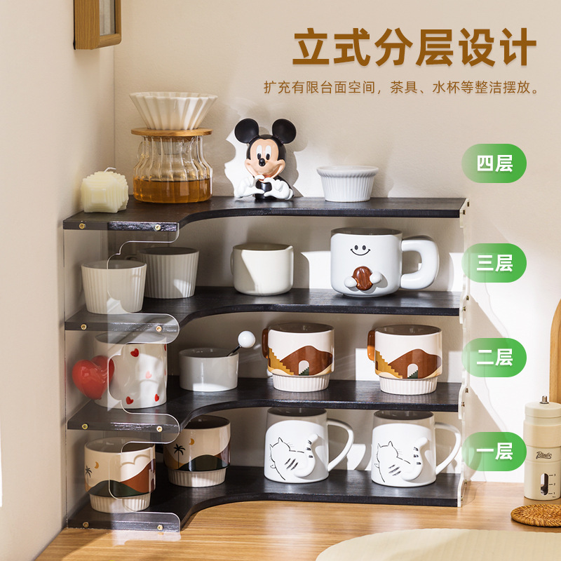 カップ収納棚テーブルコーナーカップ棚ティーセットカップ整理棚コーヒーコーナーキャビネットカップ棚|undefined