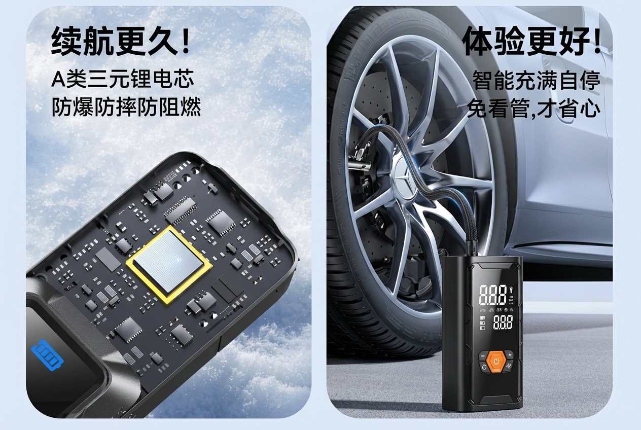 Portable Car Air Pump, Car Tire Electric Inflator, Power Bank All-In-One Machine, Emergency Starting Power Supply