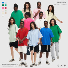 350克重磅圆领白色t恤欧码短袖印logo大码文化衫男士运动休闲内搭