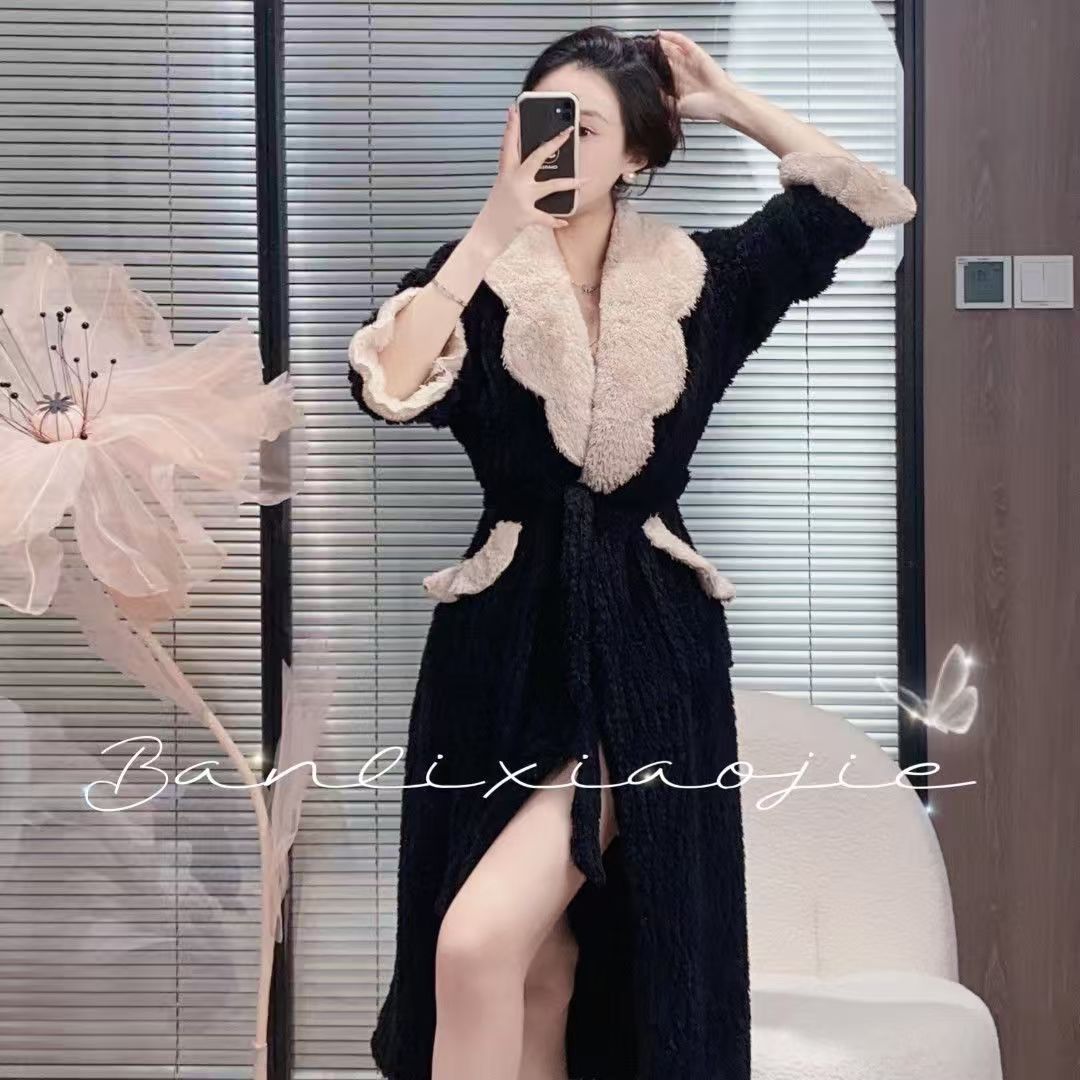 珊瑚绒睡袍女秋冬季中长款2025新款加厚睡衣法兰绒冬季浴袍家居服