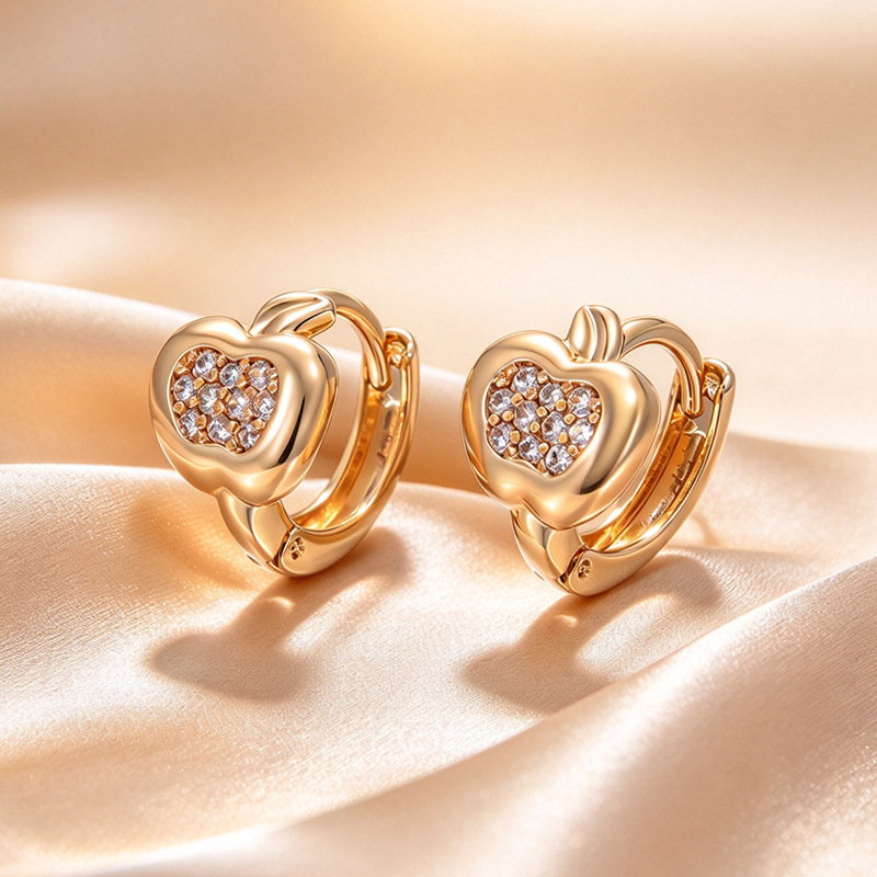 Pendientes de Aro con Zirconia de Aleación de Cobre Bañado en Oro de 18K