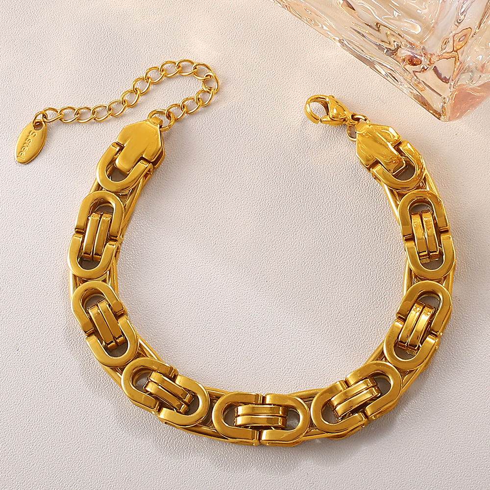 European and American Cross-Border Popular Exaggerated Neutral Style Metallic Watch Chain Bracelet Stainless Steel Versatile Men's and Women's Hand Jewelry