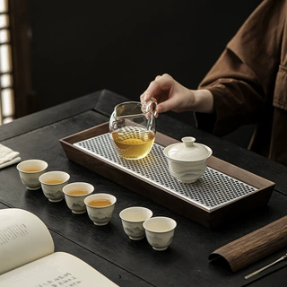 草木灰水墨茶具套装盖碗茶杯高档礼盒装家用陶瓷功夫茶具伴手礼