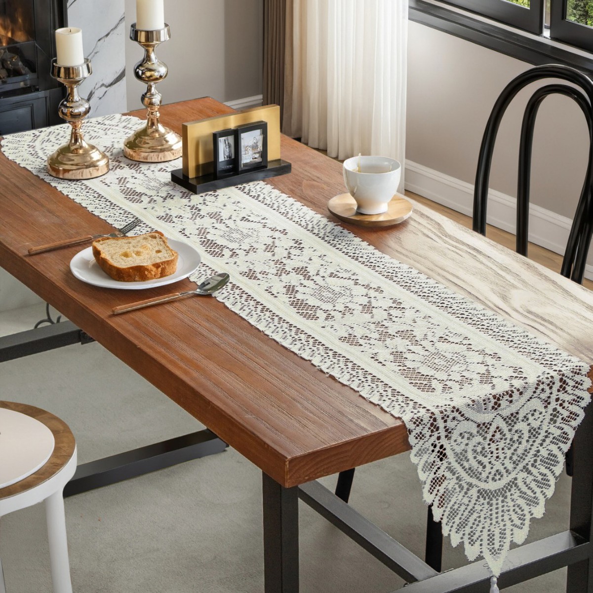 Transfronterizos nuevos bordes de encaje tabla bandera de decoración doméstica tabla de comedor tabla bandera decoración fábrica directa al por mayor