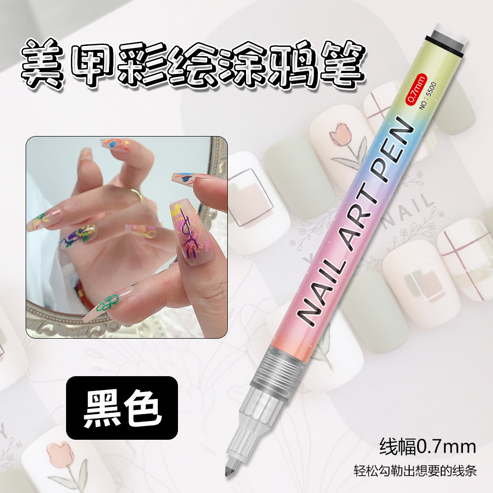 Nuevo lápiz de graffiti transfronterizo de uñas DIY lápiz de marca de secado rápido colorido de dibujo de gancho de línea de uñas lápiz de pintura