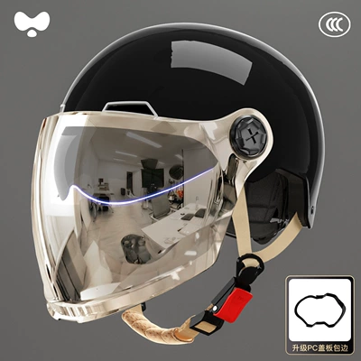 Men, 3C Certified, All-Season, Warm, Motosiklet kaskı (dəbilqə) - 3c-obsidian-black-electroplated-outer-long-double-mirror-new-national-standard-class-a-one-size
