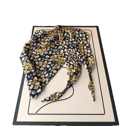 New triangle scarf double layer satin soft silky neck small silk scarf women's scarf Japanese shawl small floral wholesale