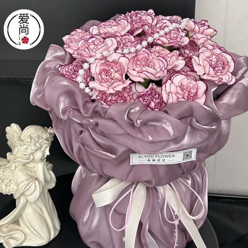 母亲节真丝绸缎包花布鲜花花束包装材料花瓶小香风包装布花艺