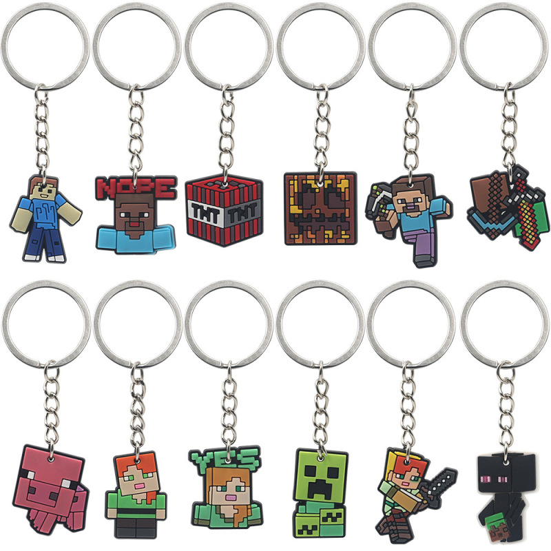 国境を越えた新製品 Minecraft キーホルダー Minecraft バッグ鉛筆バッグ装飾アクセサリー PVC ソフトプラスチックキーホルダー|undefined