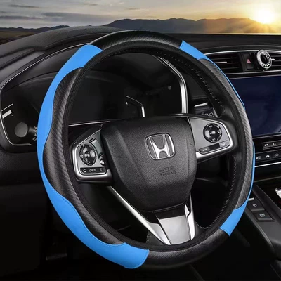 2026 New Car Steering Wheel Cover, Universal for All Seasons, Non-Slip, 38cm Car Steering Wheel Cover, Carbon Fiber Stylish Steering Wheel (Steering wheel cover) - blue-38cm