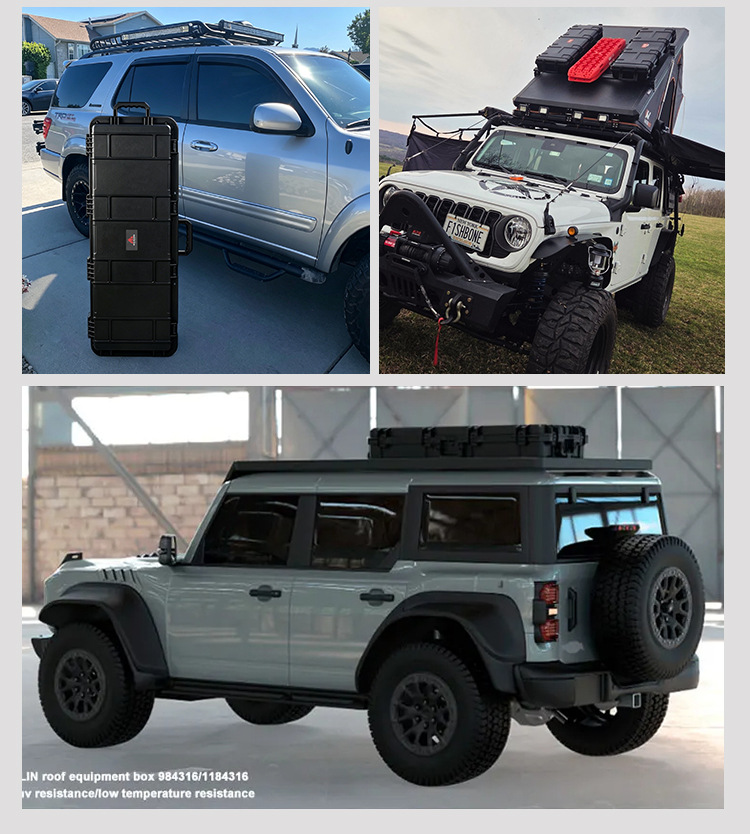 Manufacturer's roof-mounted tactical box, off-road vehicle roof equipment box, large-capacity outdoor camping storage box with customizable lining