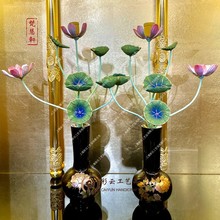 木质雕刻莲花7本常花手工描金彩绘工艺供花供具佛具佛堂摆件批发