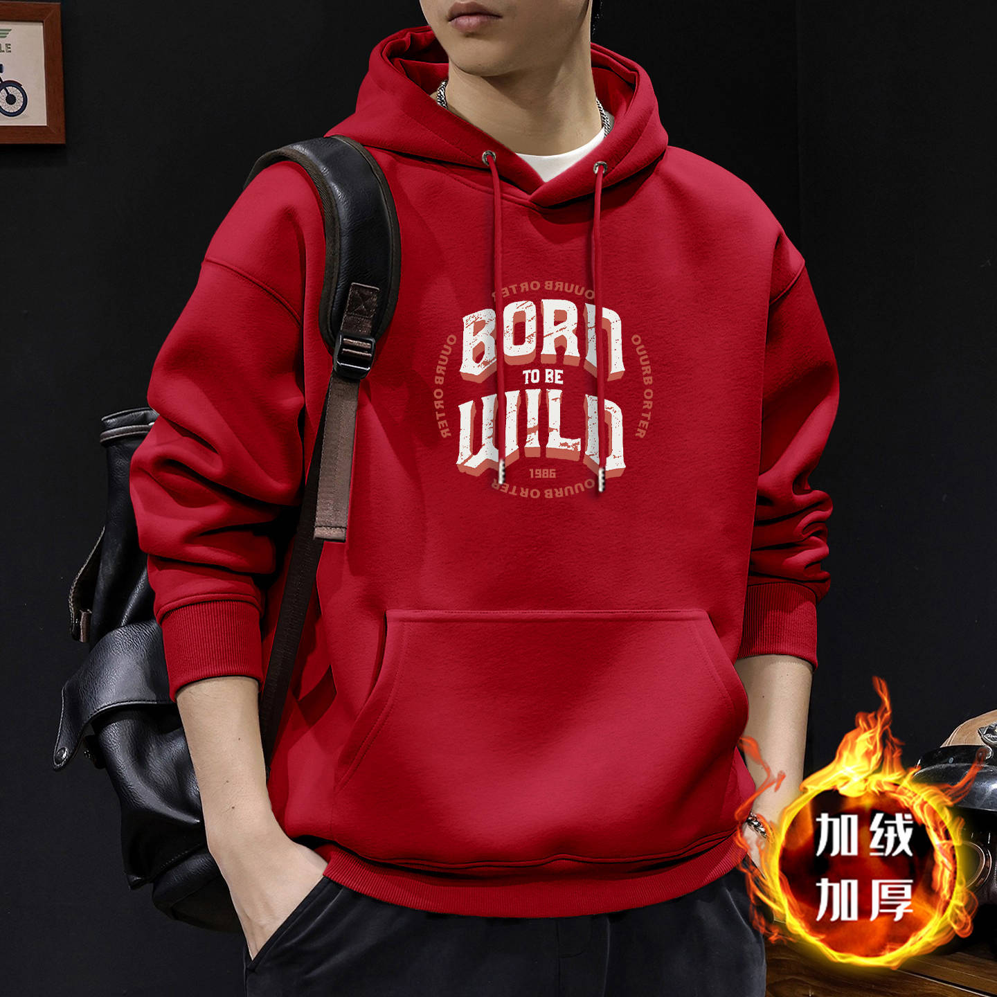 Gran chaqueta roja con capuzas con veludo - 2153