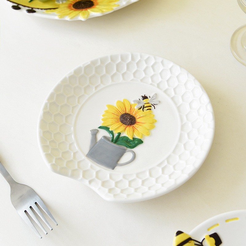 primavera abeja girasol, soporte de palillos, soporte de cucharas, soporte de cucharas, mesa de comedor, estante de cocina, cuchara de servilletas