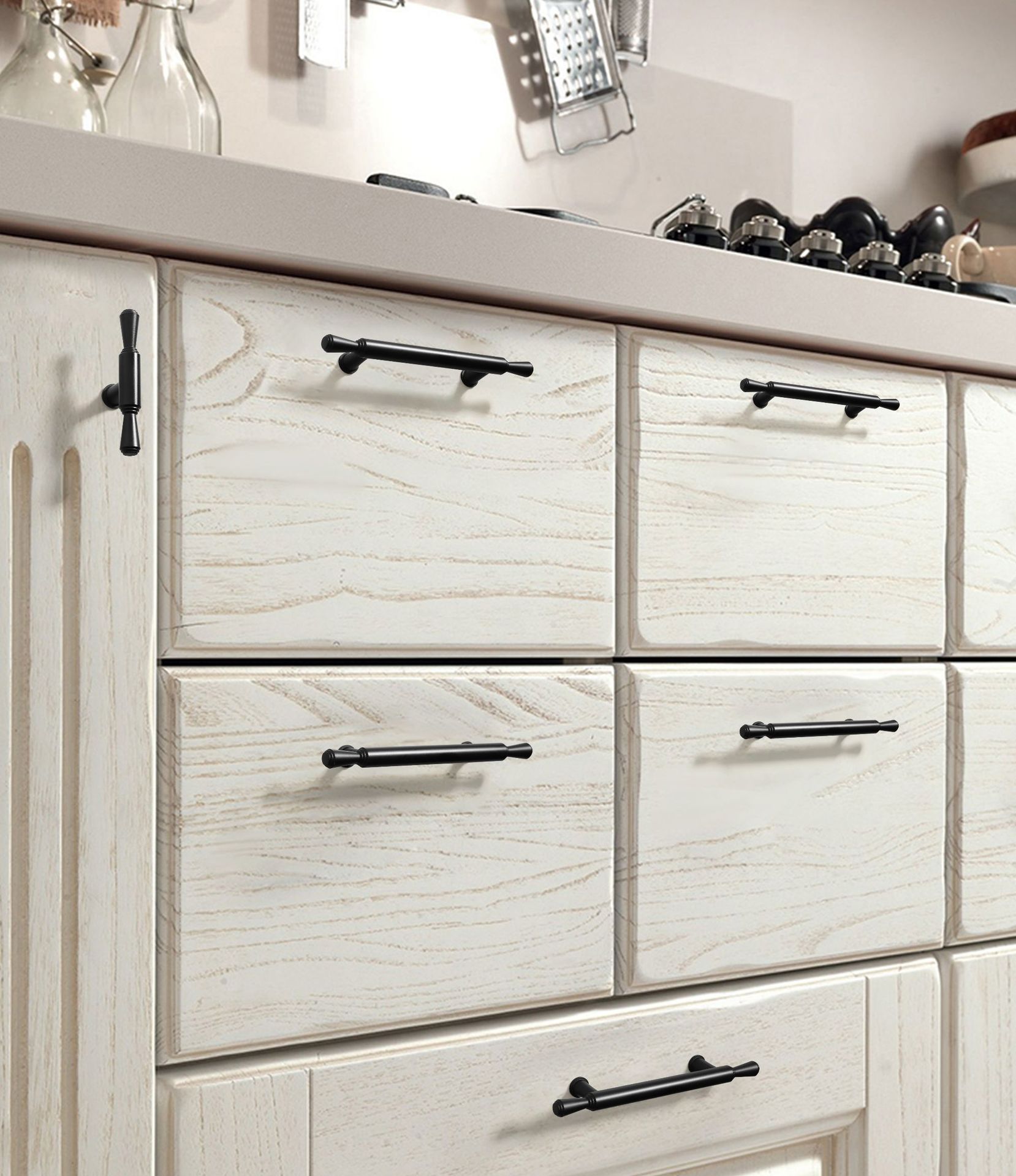 Modern minimalist Nordic wardrobe door golden copper drawer handle black extended American aluminum alloy cabinet handle