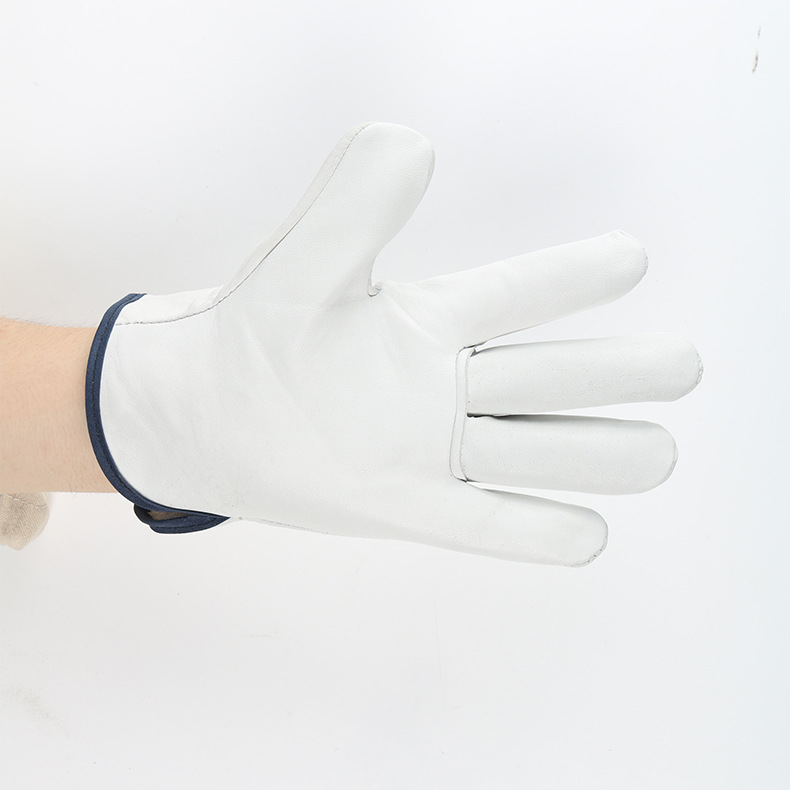 Guantes de conductor de dedo transversal de piel de oveja guantes de aislamiento térmico de soldadura por arco de argón guantes de transporte antideslizante de protección laboral