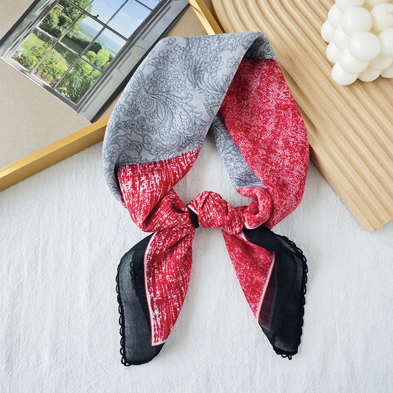 Toalla cuadrada fina de algodón y lino, fresca y transpirable, bufanda de seda pequeña con decoración literaria suave para mujer, bufanda de verano, bufanda pequeña de todo fósforo para mujer