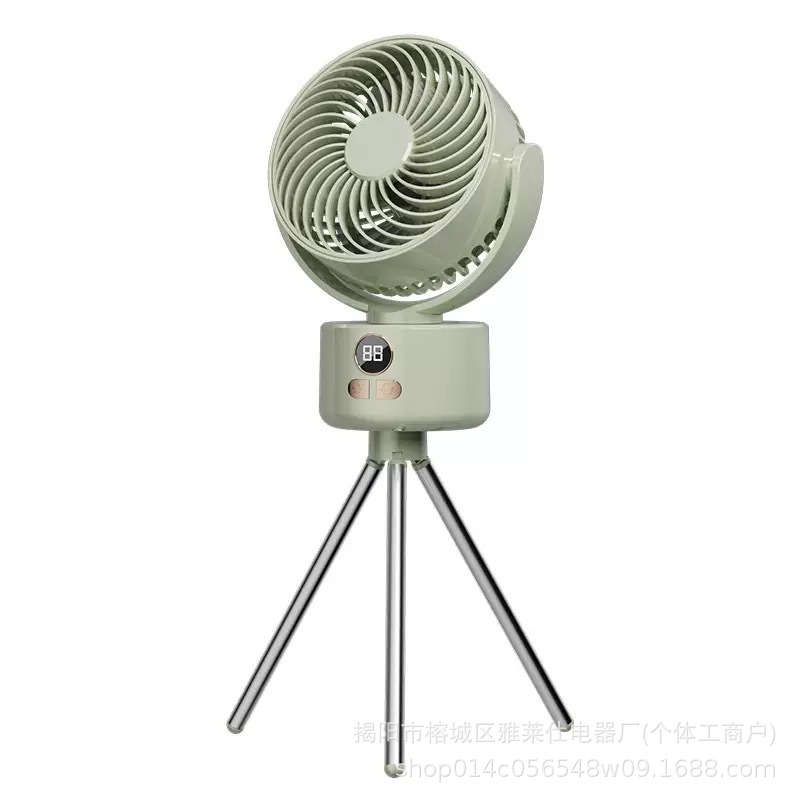 [Amazon Hot Sale] ventilador de escritorio al aire libre circulación de gran viento para el hogar visualización digital ventilador triángulo de doble propósito