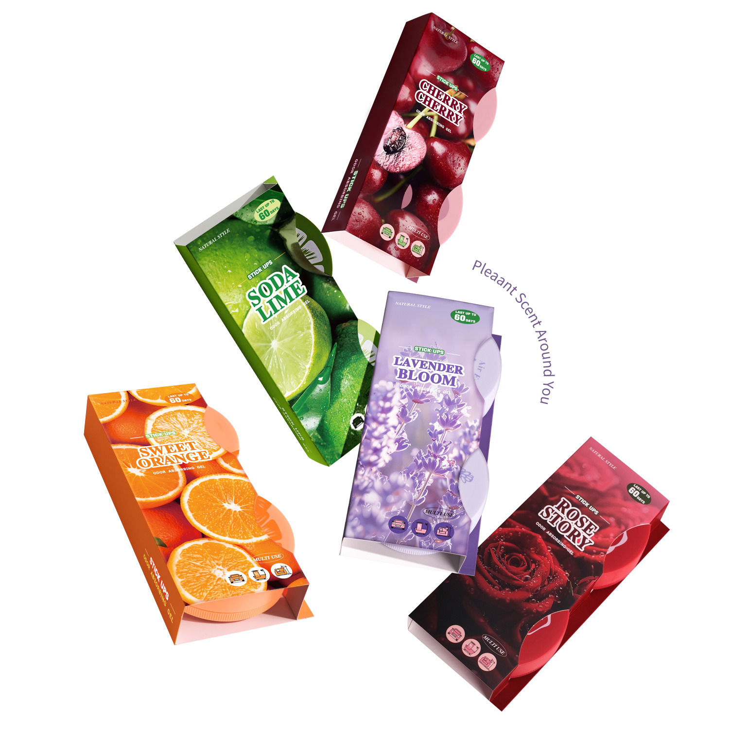 Serie de fragancias de flores y frutas Adornos de aromaterapia sin alcohol para automóvil Fragancia de inodoro Ambientador de aire Bálsamo de fragancia duradera image 5