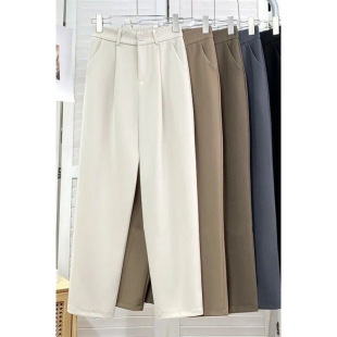 Suit Pipe Pants 2025 New Slim-fit Loose Dose Casual Straight Pants All-match Nine-point Harlan Suit Pants for Women
