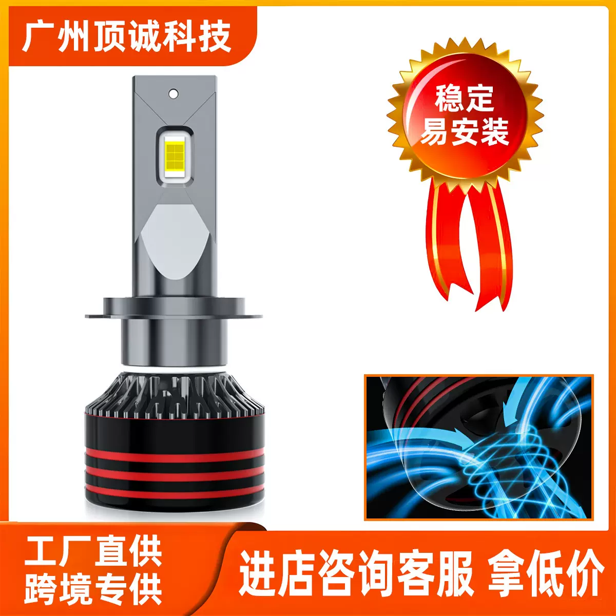 M8por升级款汽车led前大灯H7H11车灯跨境货源H4单铜管大功率灯泡