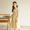 Summer children's skirt, fresh dress, suitable for teen, with short sleeve, Korean style, flowered