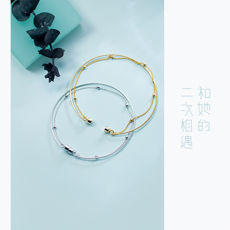 Eloch s925 pulsera de plata para mujeres simple doble pulsera de tendencia de absorción de joyas de pulsera de hebilla ferromagnética S2387