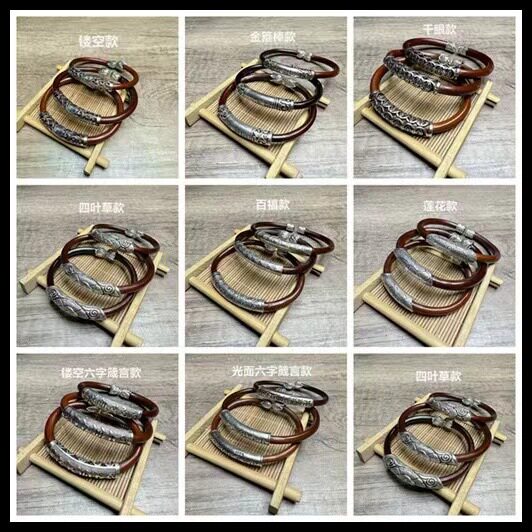 Authentic Tibetan Caulis spaulae bracelets open Tibetan silver spliced double silver ornaments stall Wen play night market factory outlets