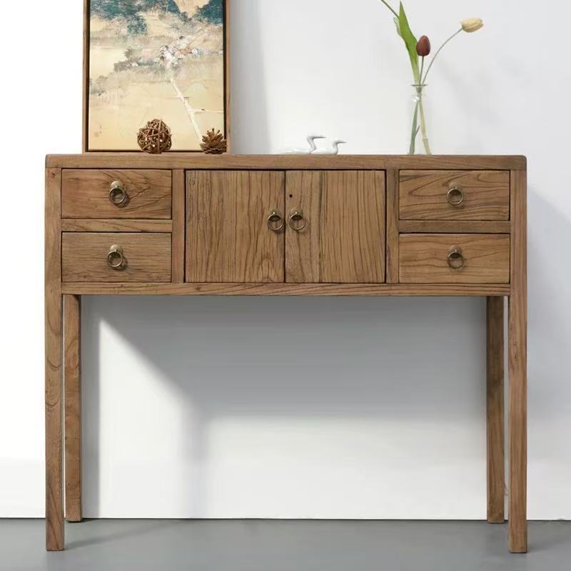 Old Elm Wood Console Table Multifunctional New Chinese Style Solid Wood Offering Table Wall-Mounted Incense Table Console Table Offering Table