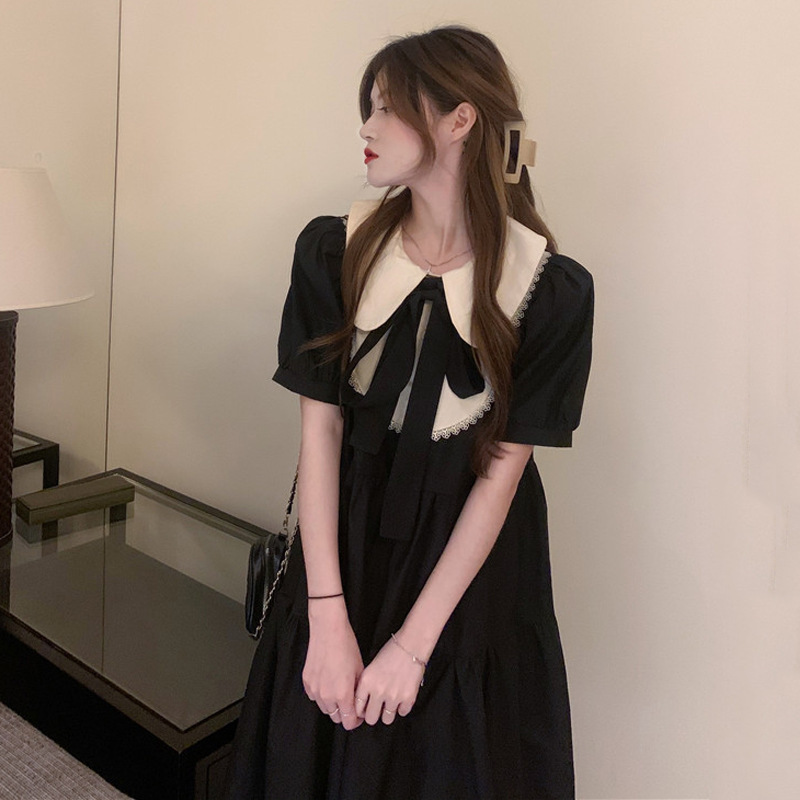 Korean-Style Dress for Petite Women, New Summer Japanese-Style Cute and Sweet Doll Collar Dress, First Love Bellflower Dress for Summer