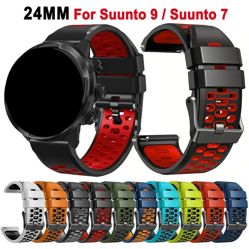 24mm Breathable Two-Color Silicone Strap for Suunto D5 7 9 9Baro Smart Sports Watch