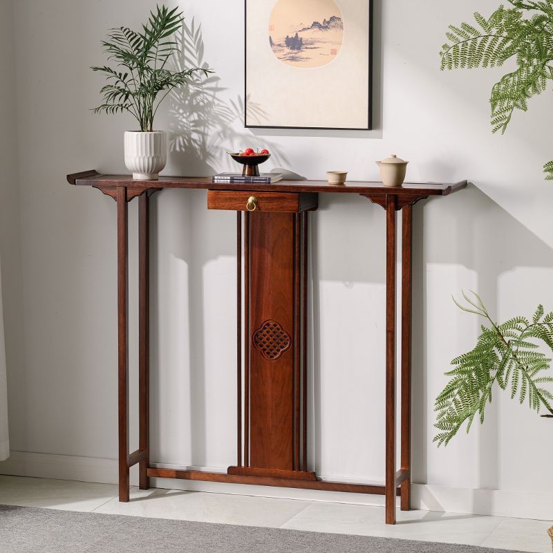 New Chinese-Style Foyer Table, Wall-Mounted Long Bench, Solid Wood Altar Table, Offering Table, Bench, Zen-Style Display Table
