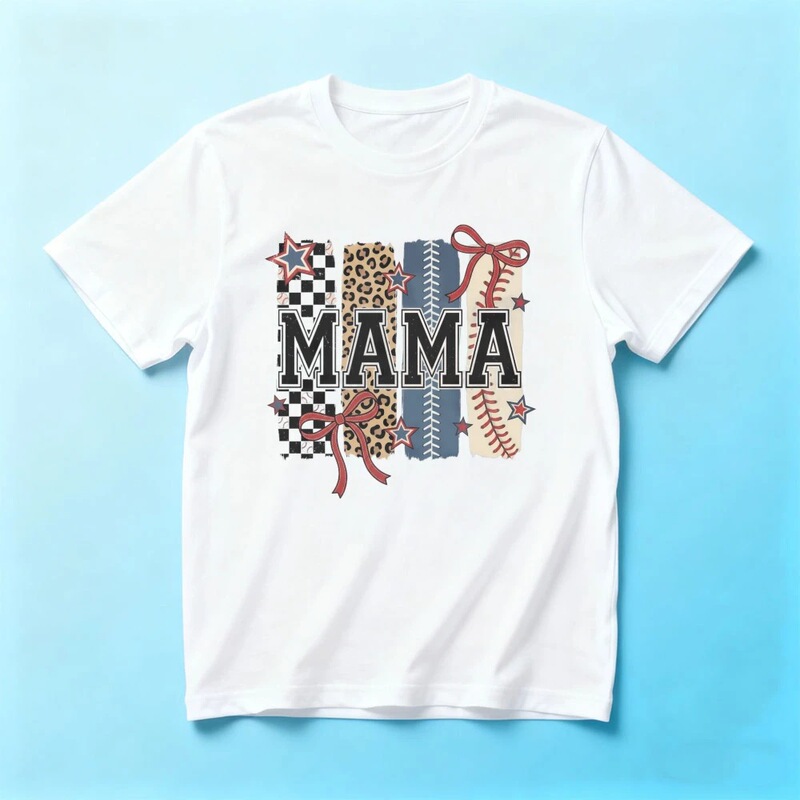 Independent Site European Size Baseball Mom Shirt Mother's Day Gift Baseball Mom T-Shirt Mother's Day T-Shirt Baseball Season