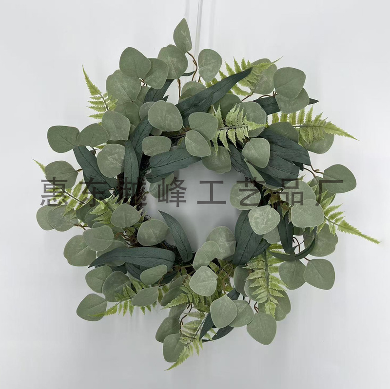 国境を越えたアマゾンのシミュレーションユーカリの葉の花輪の家の装飾春のイースターの装飾用品|undefined