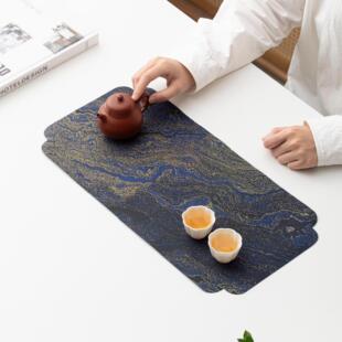 New Chinese Style National Trend Brocade Marble Starry Sky Blue Dry Tea Mat Length 47Cm*Width 23.5cm