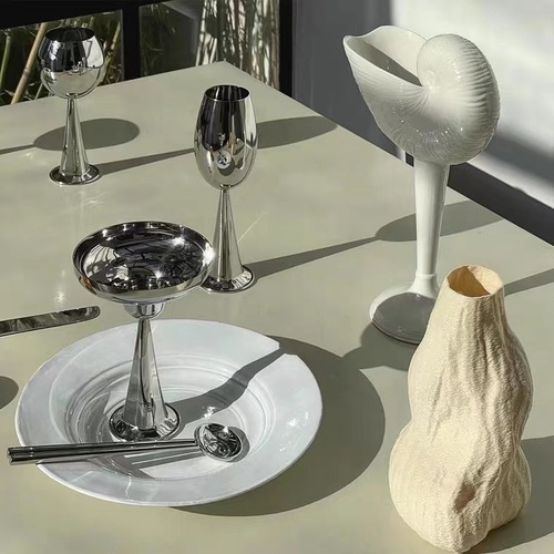 Thickened 304 stainless steel ice cream bowl dessert bowl fruit bowl ice cream cocktail cup creative high-legged cocktail cup