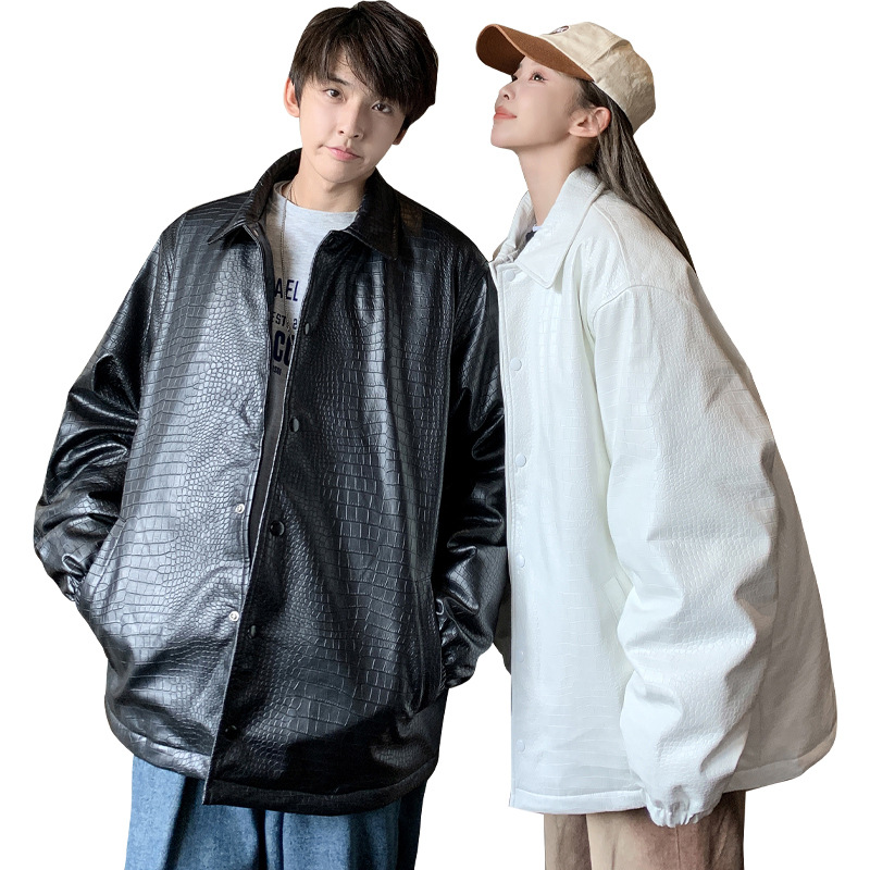 Men's Clothing Fashionable leather jacket for men 2024 autumn and winter new style jacket for men loose casual couple cotton coat_viptrois.com