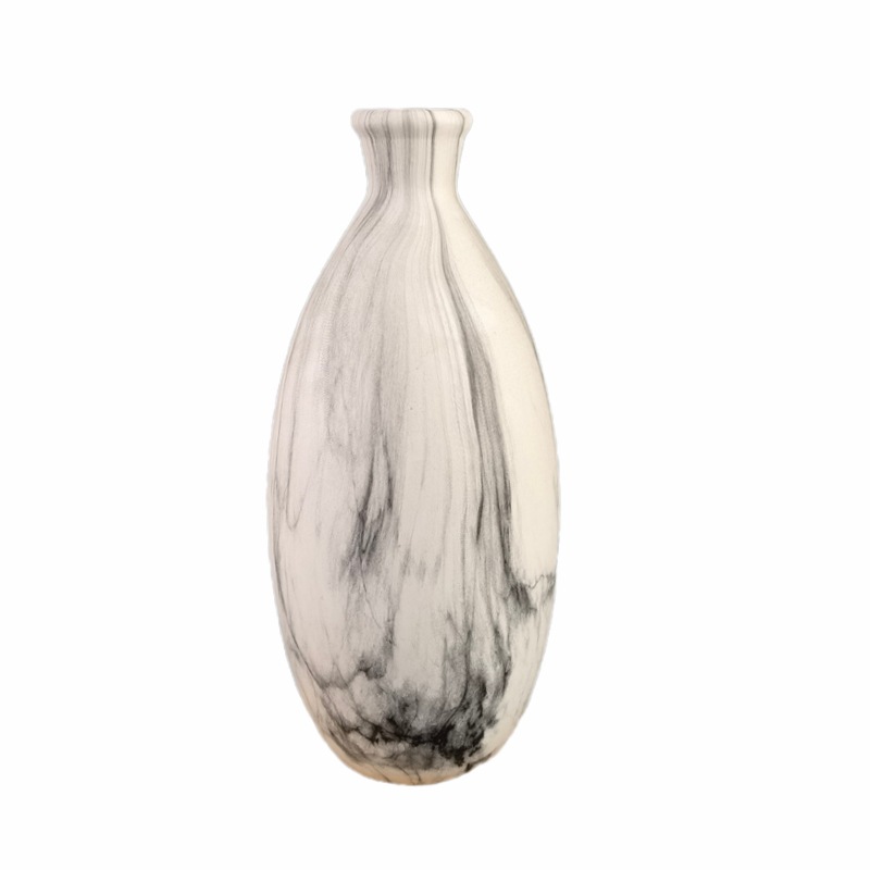 Jarrón de Cerámica con Diseño de Mármol a Rayas Estilo Ins, Impresión por Transferencia de Agua, Arreglos Florales, Manualidades Sencillas, Decoración para Comedor y Sala de Estar, Estilo Ins