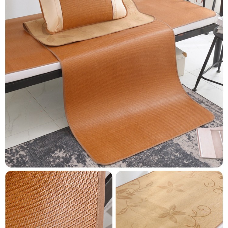 Asiento de verano, estera de ratán de doble cara, estera de seda de hielo para el hogar, estera de paja de ratán pura, plegable 0,9 m, dormitorio de estudiantes, estera individual