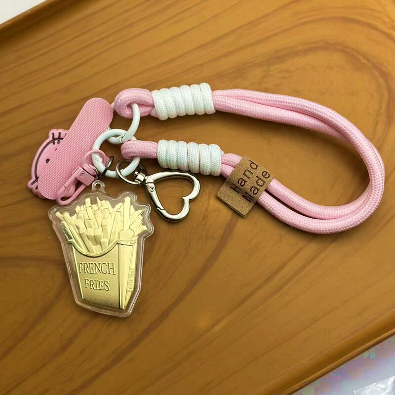 プリンセス、金持ちになってください 純金999キーホルダー かわいいミルクティーバーガーペンダント 平和と喜び 520バッグペンダント|undefined