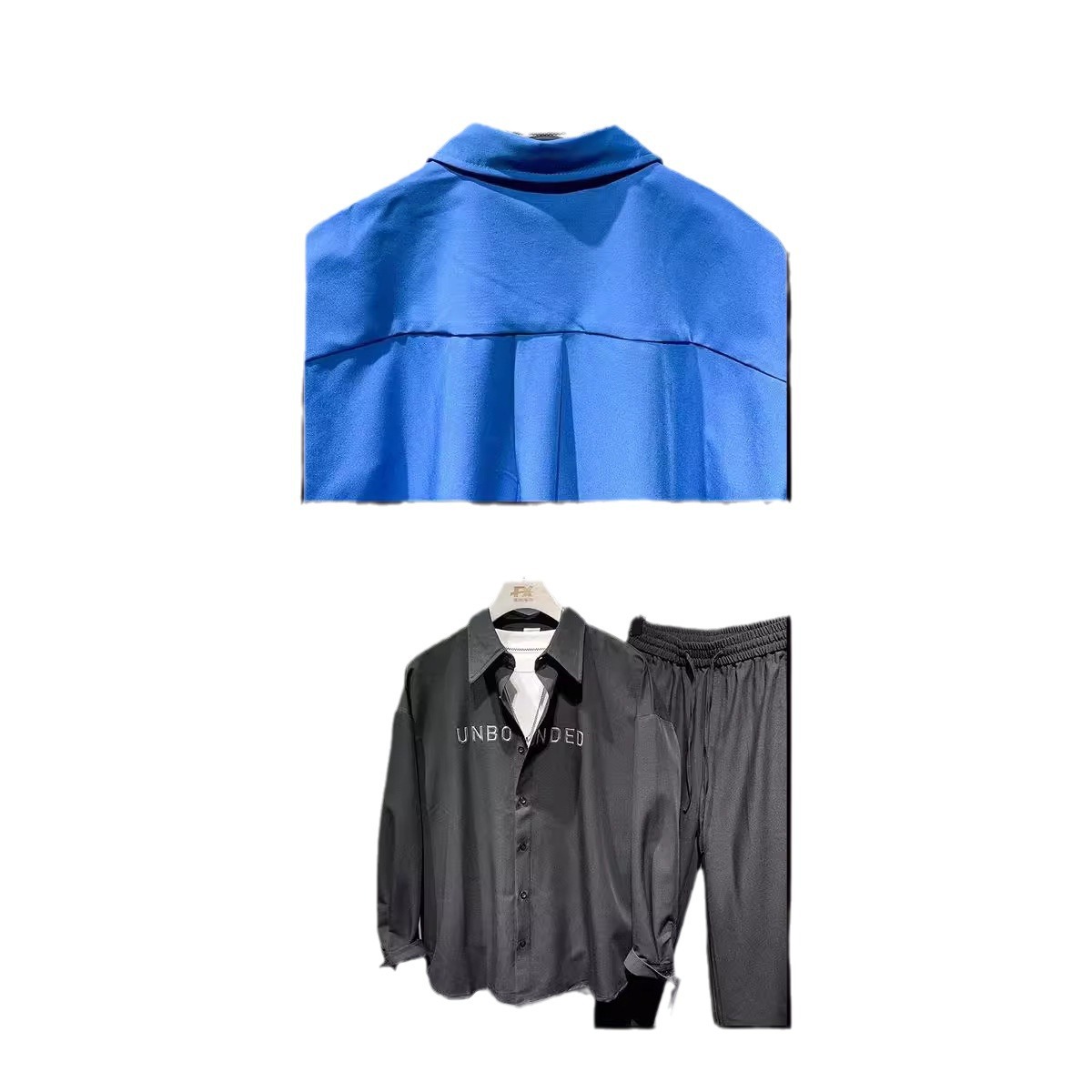 Camisa de seda de hielo negra original de moda para hombres ins moda manga larga primavera y verano estilo Hong Kong herramientas chaqueta casual sin planchar