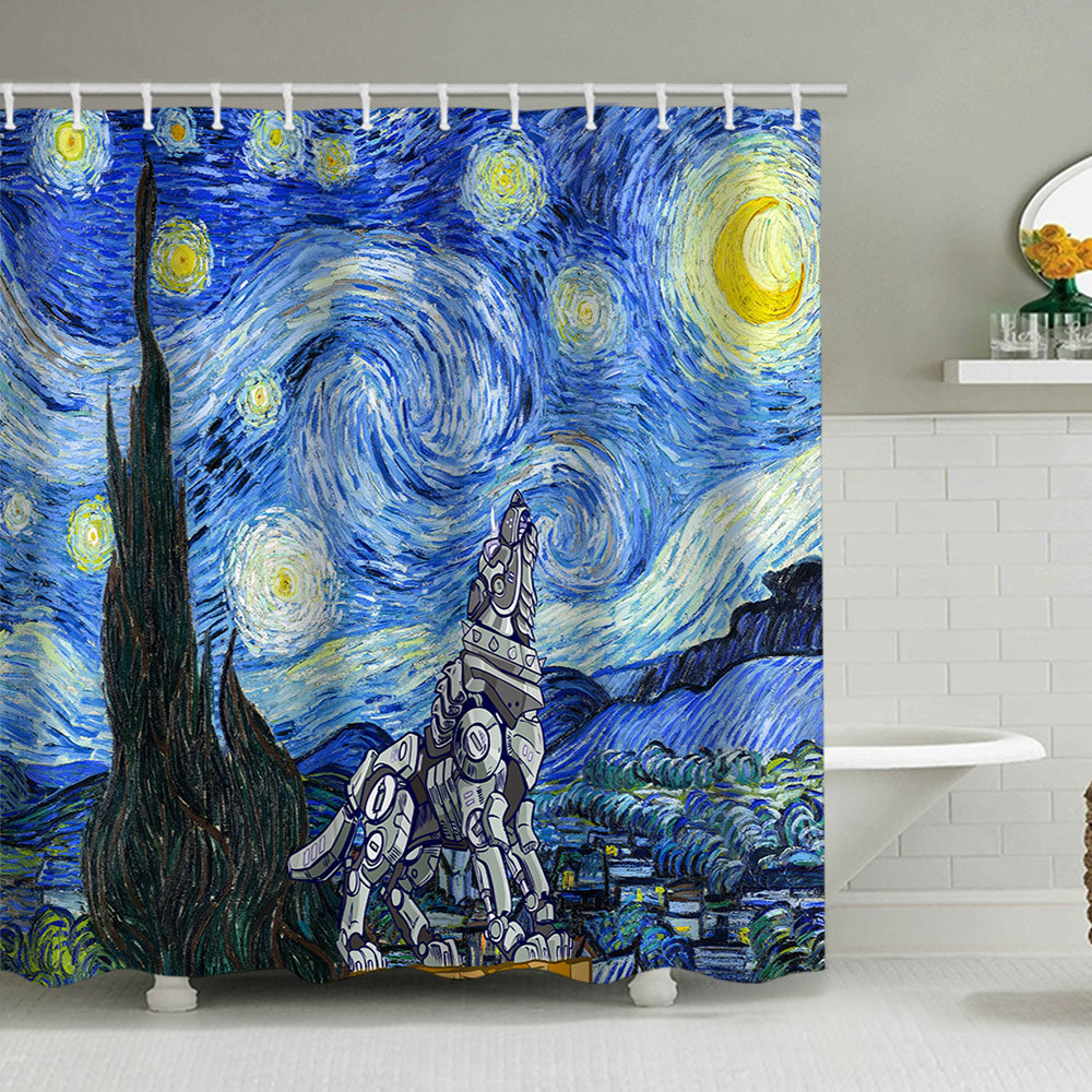 별이 빛나는 하늘 로봇 개