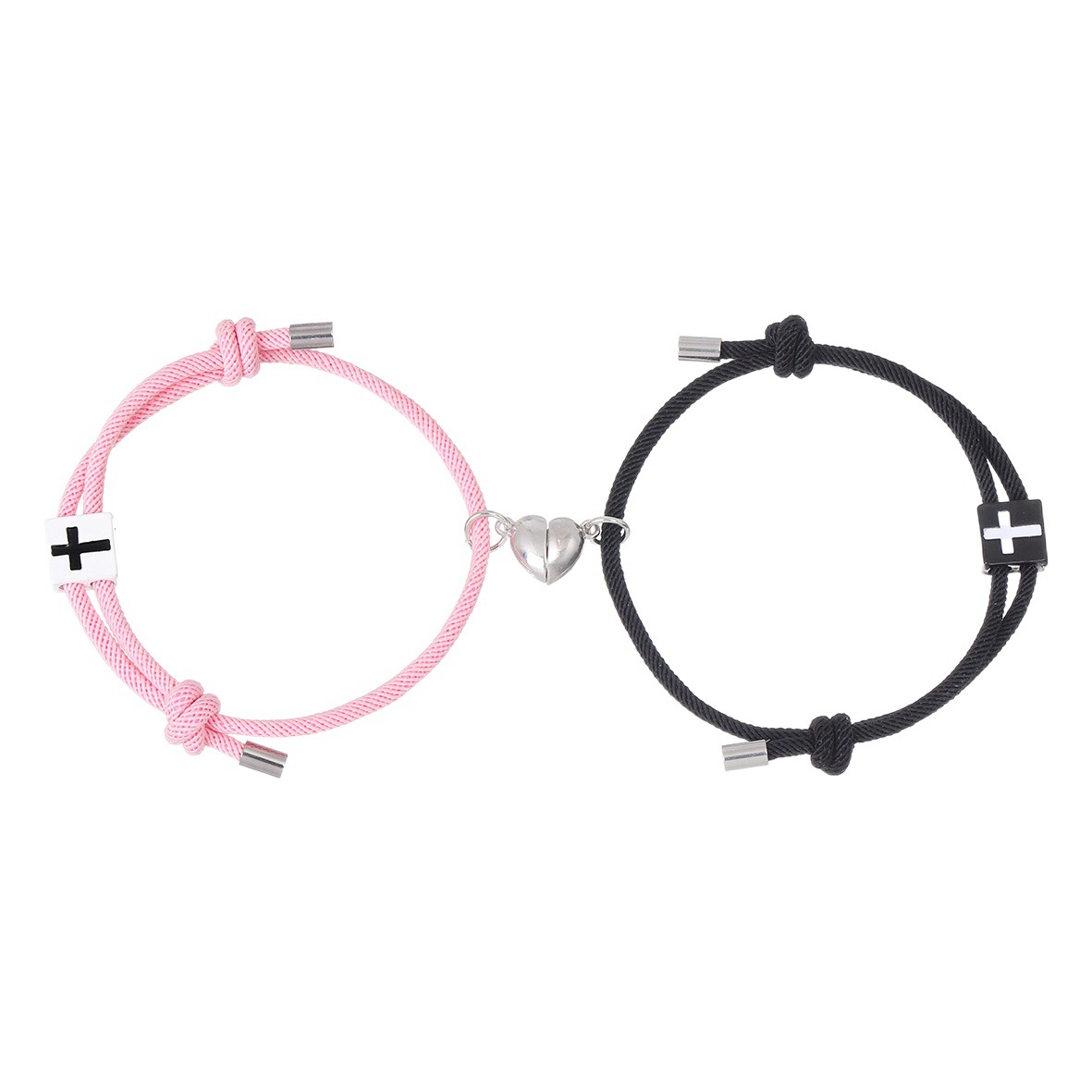 Europe and the United States new love magnet alloy cross adjustable couple hand rope a pair of men's and women's bracelets wholesale cross-border