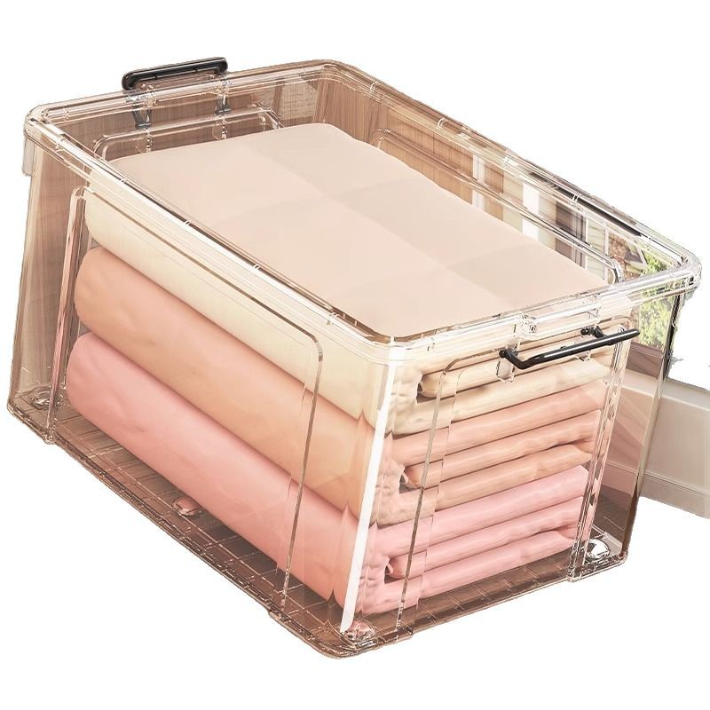 Caja de almacenamiento transparente de plástico de gran capacidad caja de almacenamiento súper grande ropa edredón caja de acabado de juguetes caja especial para el hogar
