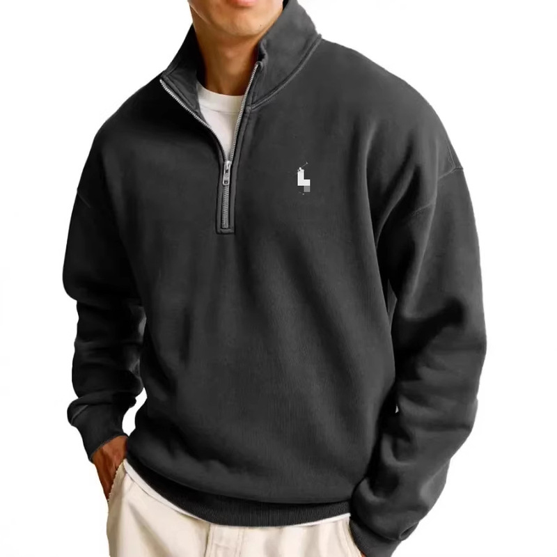 2025 New Cross-Border Amazon Men's Versatile Sweatshirt, Fashionable Casual Half-Zip Stand Collar Long-Sleeve Sweatshirt for Men