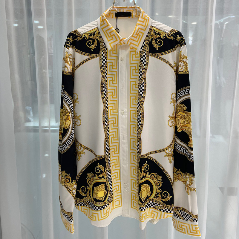 Camisa de Manga Larga para Hombre con Estampado Digital, Estilo Europeo y Americano, Novedad de Otoño 2024, Moda Juvenil Transfronteriza