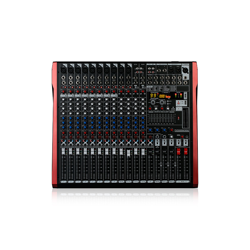 Mezclador profesional para grandes espectáculos en escenarios, bares KTV, música de fondo, Bluetooth, efectos USB, mezcla y arreglos analógicos.